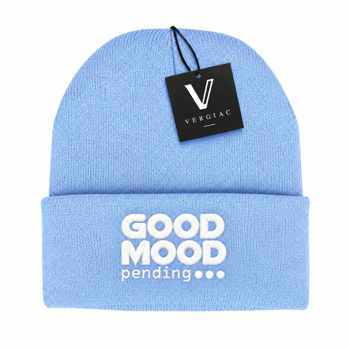 A GOOD MOOD pending... Embroidered Acrylic Knitted Hat Unisex High Elasticity High Gram Weight Warm and Comfortable