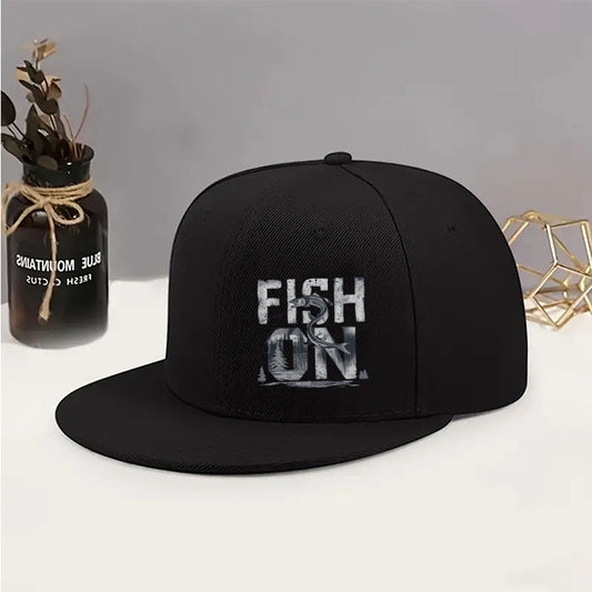 1pc Retro Style Fishing Themed Printed Neutral Hip-hop Hat, Street Fashion Outdoor Sports Baseball Hat, Classic Flat Brimmed Hat, Adjustable Hat