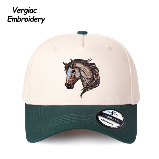 Horse Head Embroidered Color Block Trucker Hat, Adjustable Unisex Cap for Travel and Everyday Wear