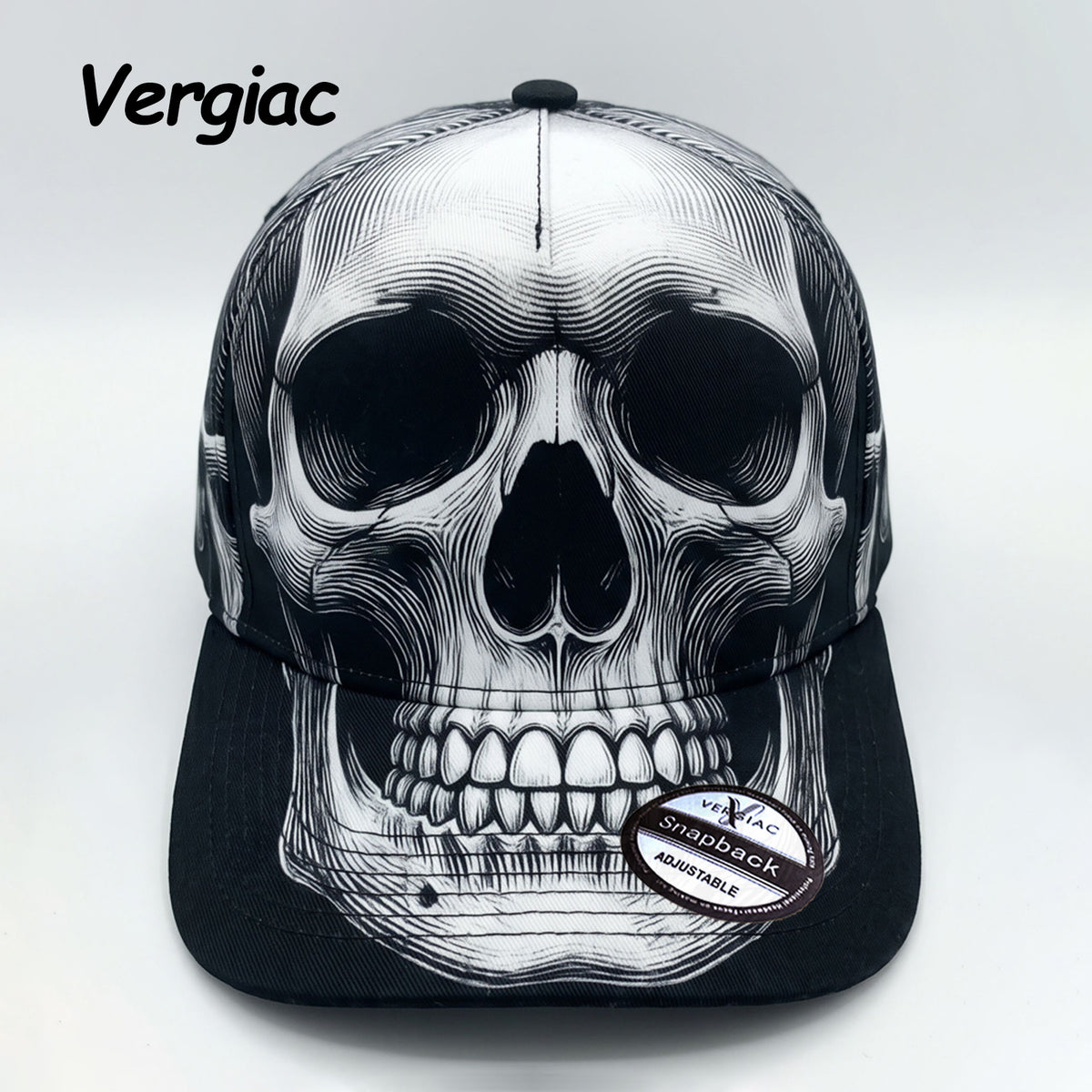 Skull Print Baseball Cap with Slightly Curved Brim, Adjustable Unisex Gothic Hat, 1 Piece