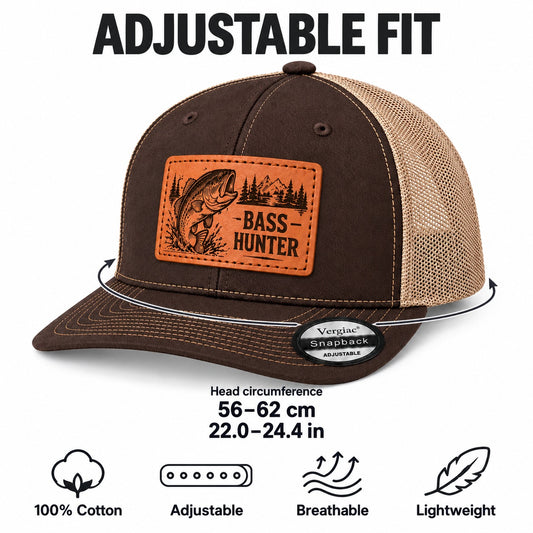 Bass Hunter Leather Patch Trucker Hat