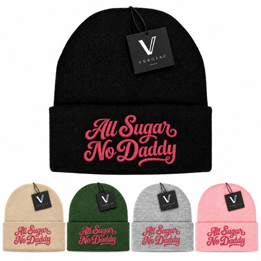 A All Sugar No Daddy Embroidered Acrylic Knitted Hat Unisex High Elasticity High Gram Weight Warm and Comfortable