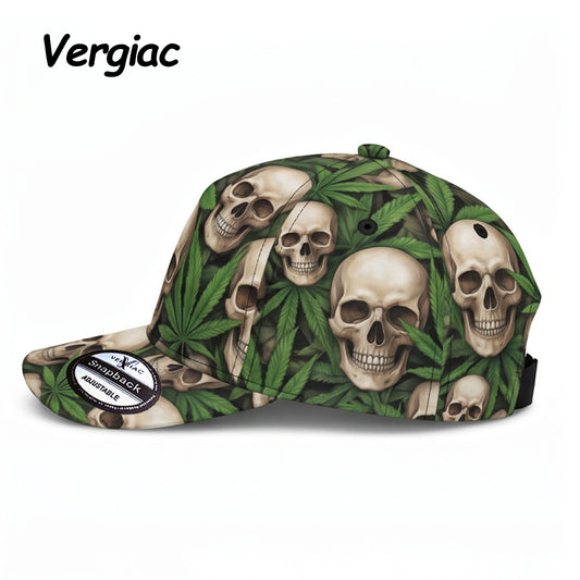 Skull Print Baseball Cap with Slightly Curved Brim, Adjustable Unisex Gothic Hat, 1 Piece
