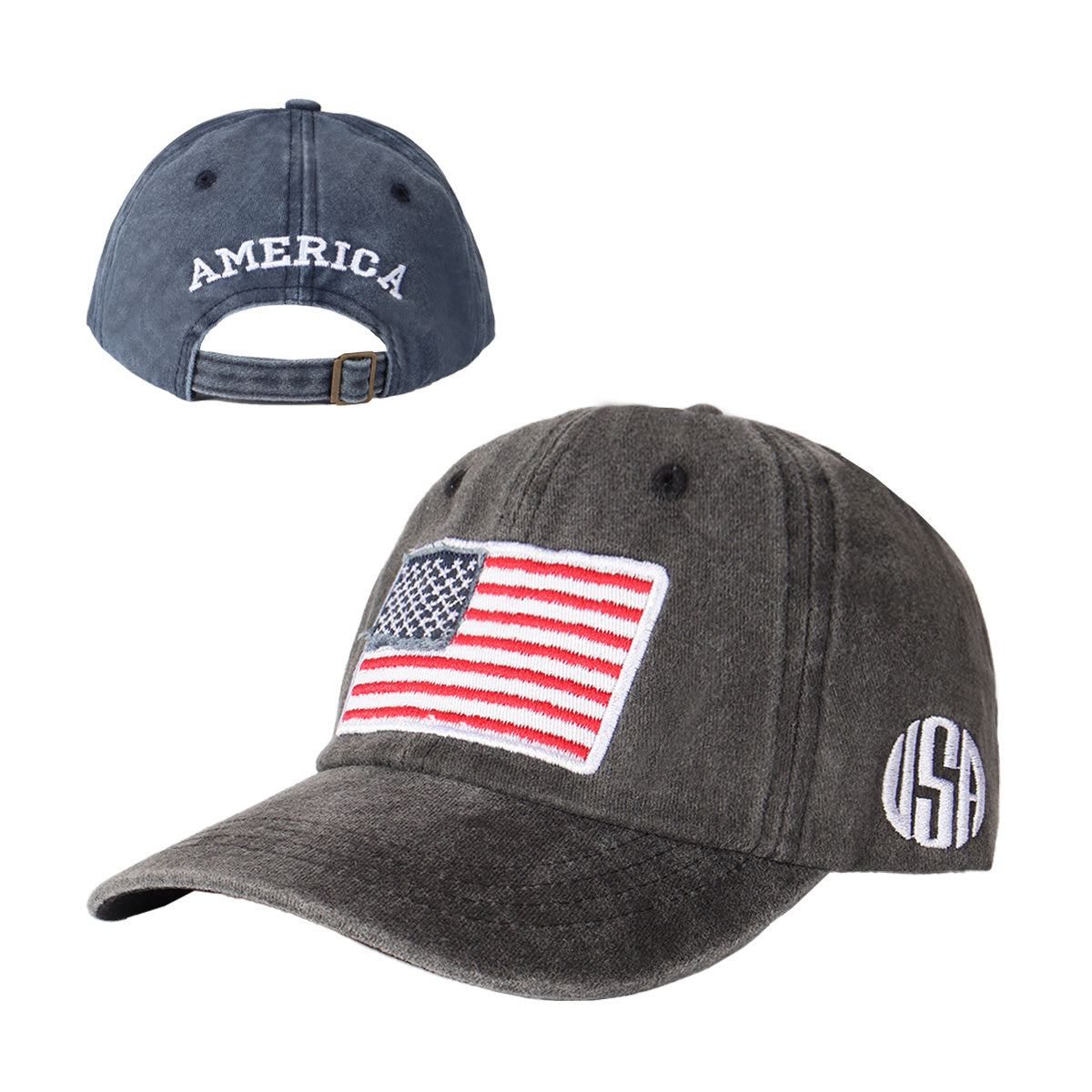 Vintage Washed USA Flag Embroidered Baseball Cap
