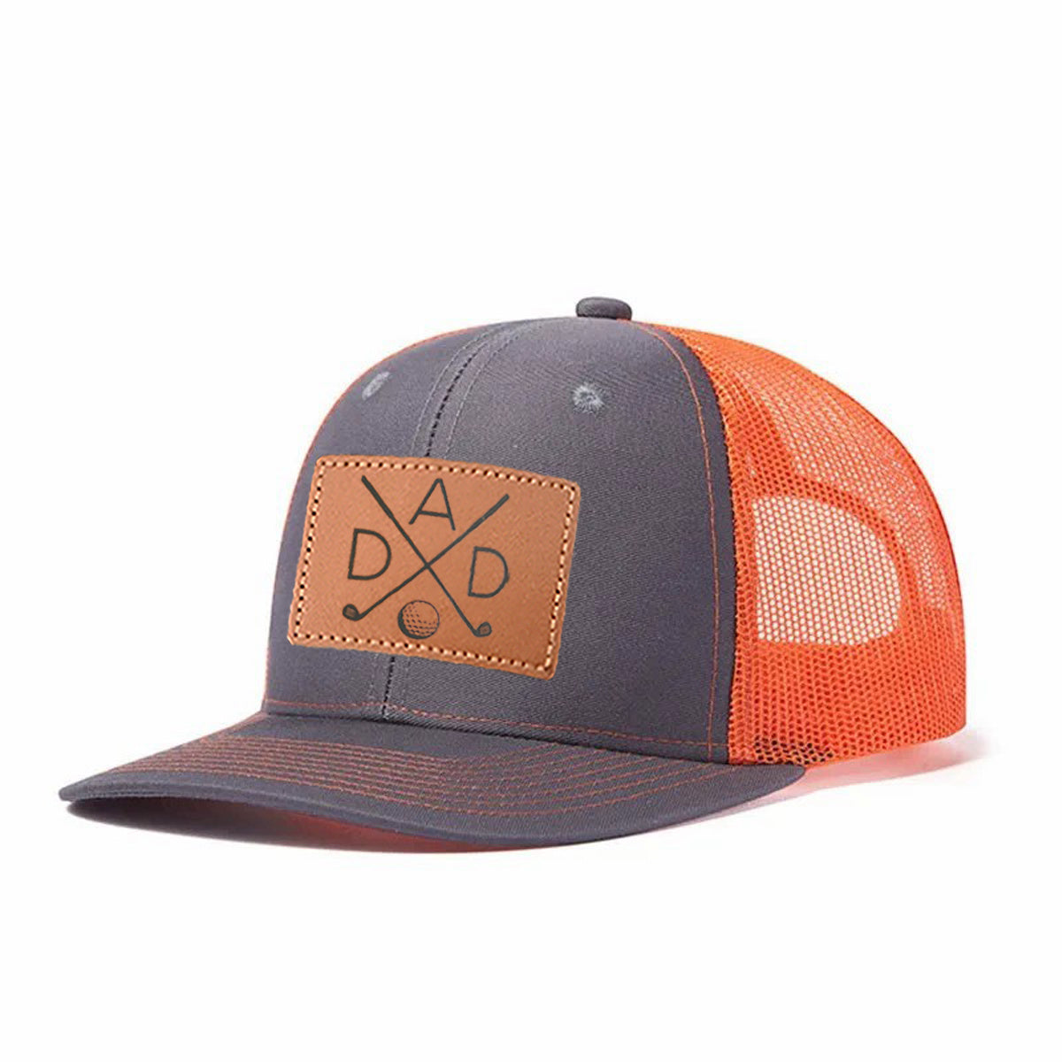 Dad Golf Leather Patch Trucker Hat