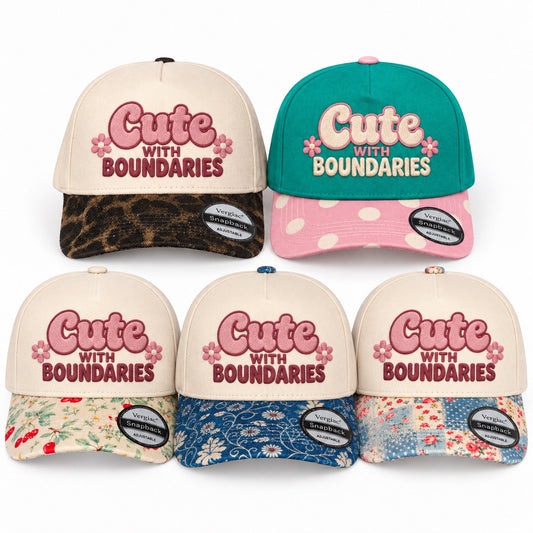 5-Panel Embroidered Cotton Trucker Hat with Printed Brim and Structured Front, Adjustable Unisex Baseball Cap, 1 Piece