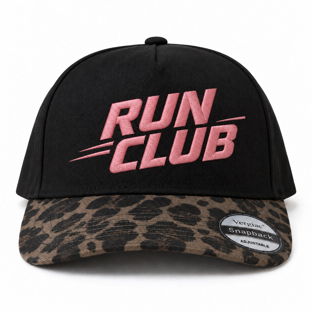 RUN CLUB Sports Letter Embroidered 5-Panel Cotton Trucker Hat with Printed Brim and Structured Front, Adjustable Unisex Baseball Cap, 1 Piece