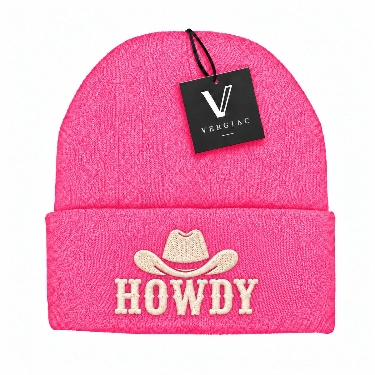 A HOWDY Embroidered Acrylic Knitted Hat Unisex High Elasticity High Gram Weight Warm and Comfortable