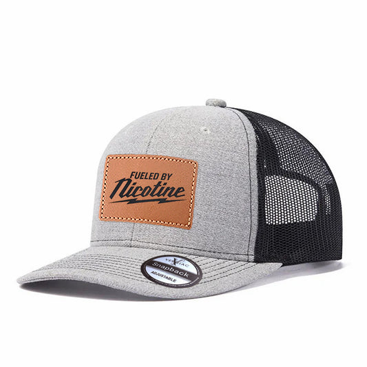 Men Fueled By Good Vibes Leather Patch Trucker Hat