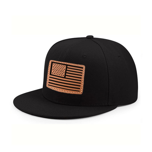 American Flag Leather Patch Trucker Hat
