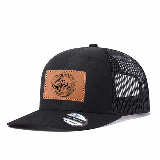 Funny Coffee-Drinking Skeleton Graphic Baseball Cap, Men's Breathable Adjustable Mesh Trucker Hat for Outdoor and Travel Wear