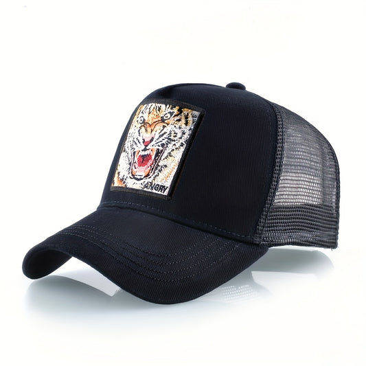 Tiger Embroidered Unisex Baseball Cap, Men's Outdoor Travel and Sun-Shading Hat for Spring, Summer and Fall