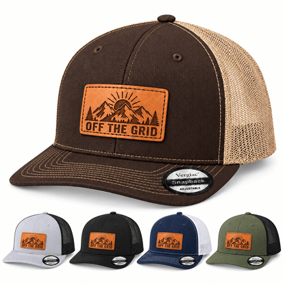 Off the Grid Leather Patch Trucker Hat