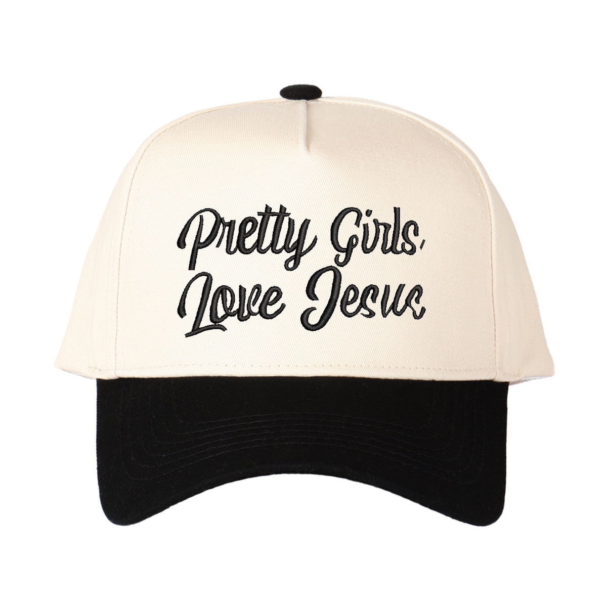 Pretty Girls Love Jesus Embroidered Trucker Hat