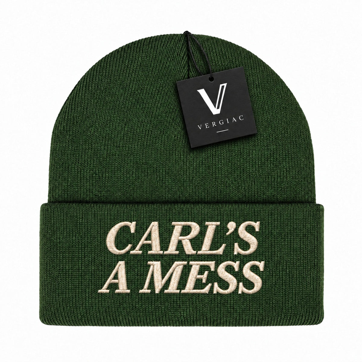 A CARL'S A MESS Embroidered Acrylic Knitted Hat Unisex High Elasticity High Gram Weight Warm and Comfortable