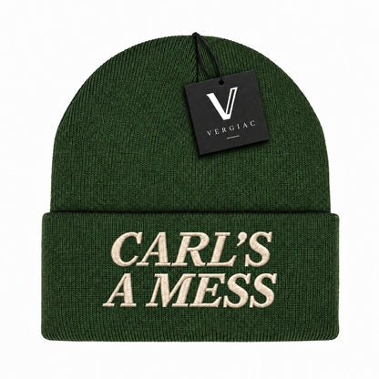A CARL'S A MESS Embroidered Acrylic Knitted Hat Unisex High Elasticity High Gram Weight Warm and Comfortable