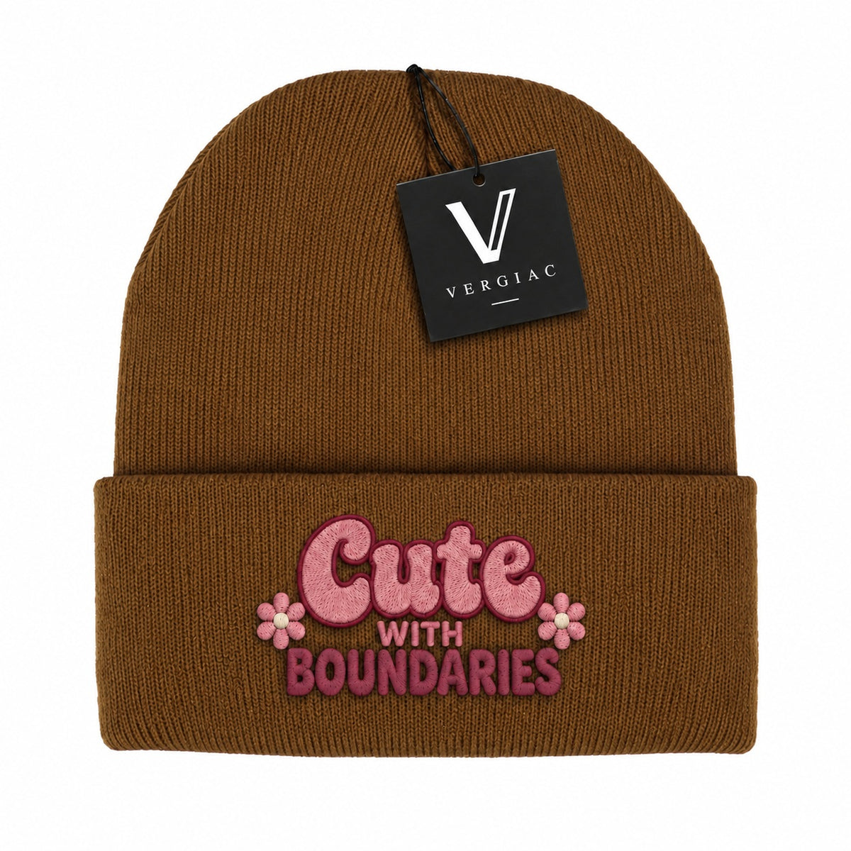 A Cute WITH BOUNDARIES Embroidered Acrylic Knitted Hat Unisex High Elasticity High Gram Weight Warm and Comfortable