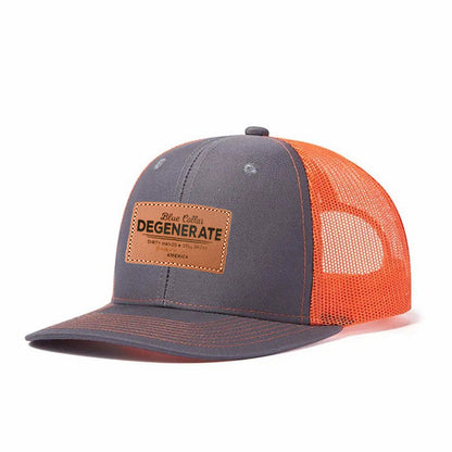 Blue Collar Degenerate Leather Patch Trucker Hat