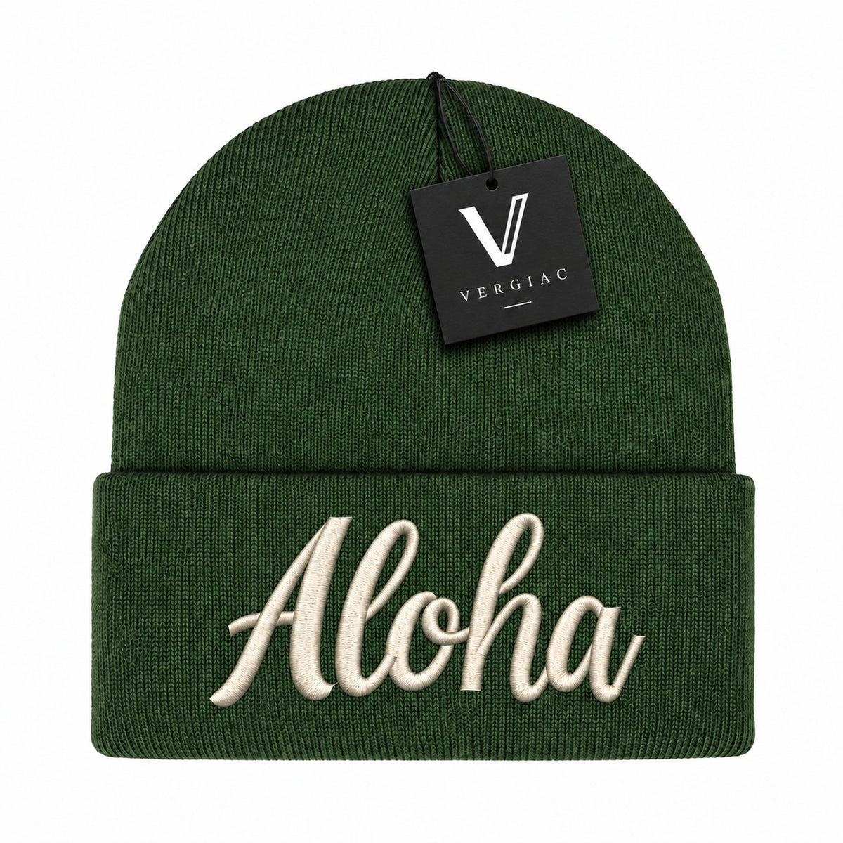 A ALOHA Embroidered Acrylic Knitted Hat Unisex High Elasticity High Gram Weight Warm and Comfortable