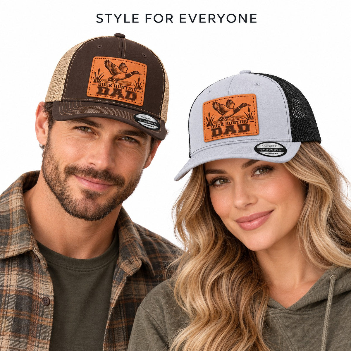 Duck Hunting Dad Leather Patch Trucker Hat