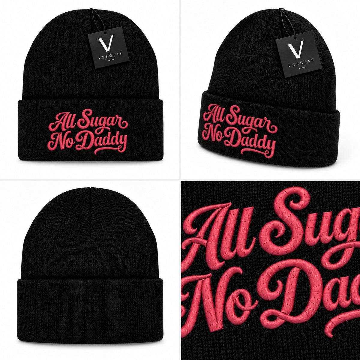 A All Sugar No Daddy Embroidered Acrylic Knitted Hat Unisex High Elasticity High Gram Weight Warm and Comfortable