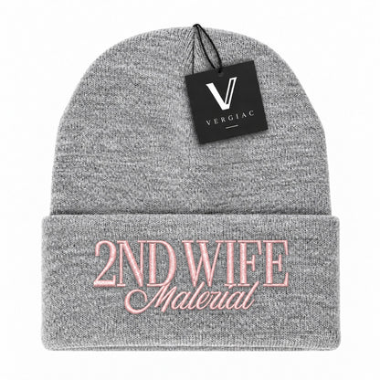 A 2ND WIFE Embroidered Acrylic Knitted Hat Unisex High Elasticity High Gram Weight Warm and Comfortable