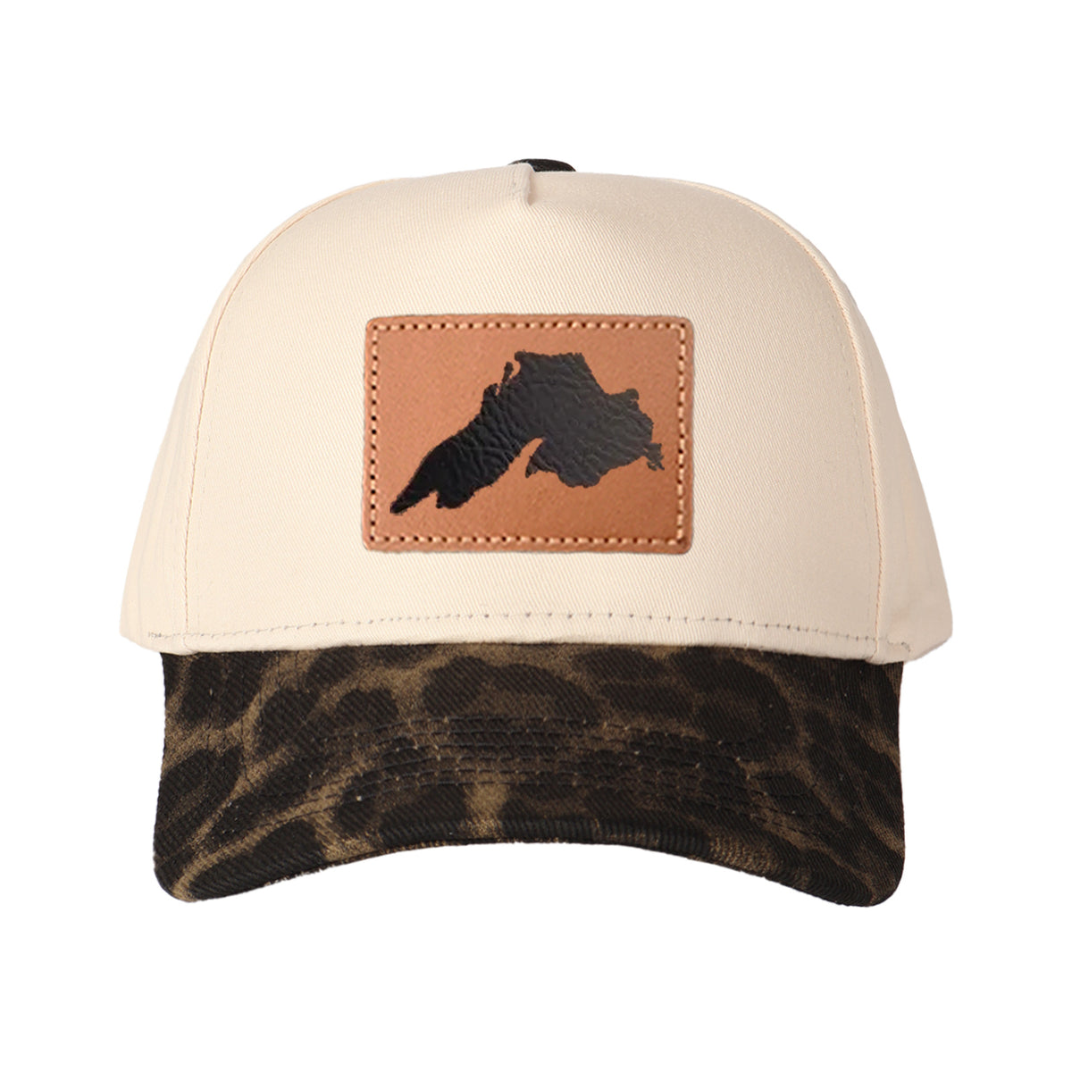 Upper Peninsula Of Michigan Leather Patch Trucker Hat