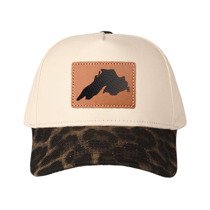 Upper Peninsula Of Michigan Leather Patch Trucker Hat
