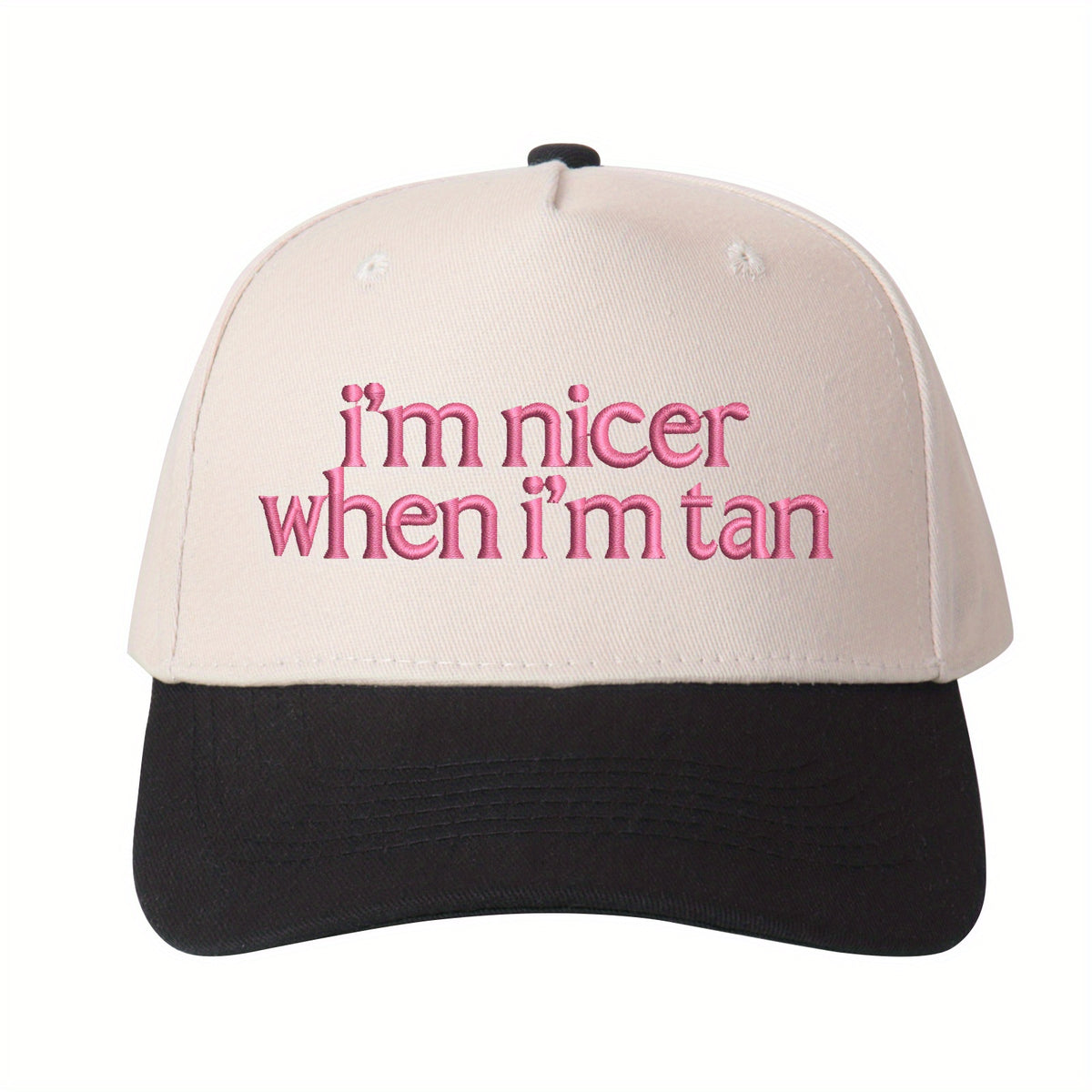 1pc “I'm Nicer When I'm Tan” Embroidered Trucker Hat for Women, Stylish Baseball Cap