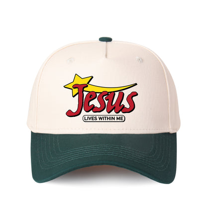 Jesus Lives Within Me Embroidered Trucker Hat