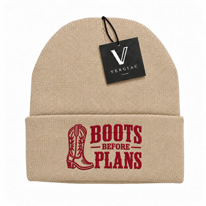 Boots Before Plans Embroidered Knit Beanie