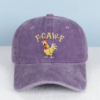 Funny F-caw-f Rooster Embroidered Vintage Hat