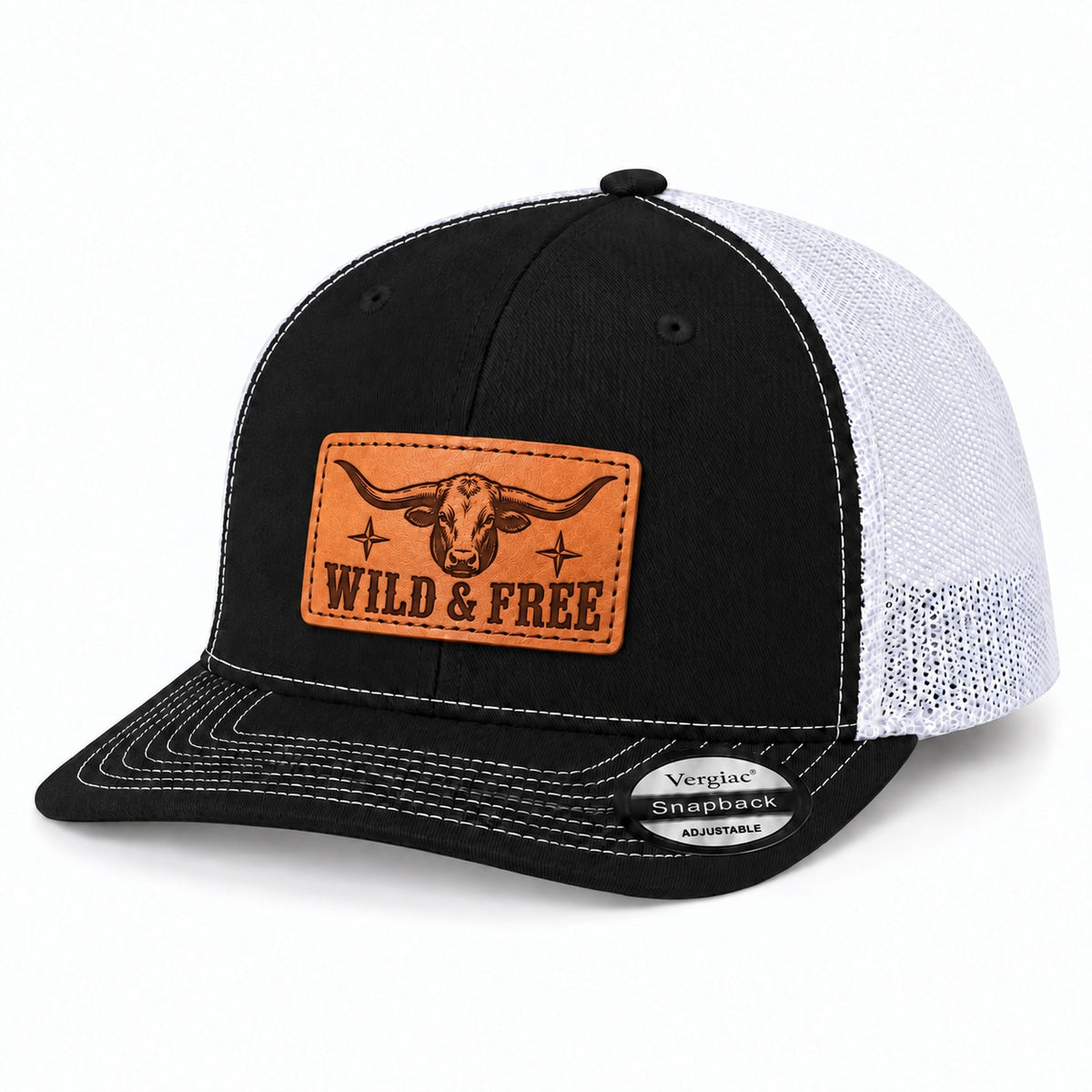 Wild and Free Leather Patch Trucker Hat
