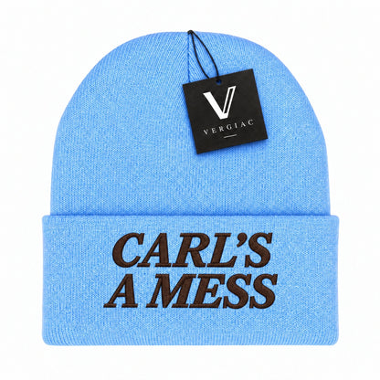 A CARL'S A MESS Embroidered Acrylic Knitted Hat Unisex High Elasticity High Gram Weight Warm and Comfortable