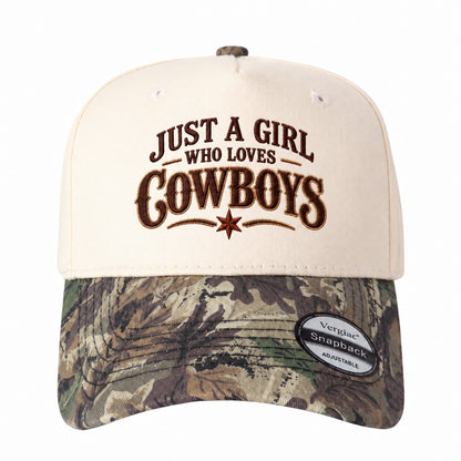 Just A Girl Who Loves Cowboys Western 5-Panel Trucker Hat