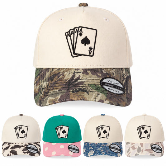 5-Panel Embroidered Cotton Trucker Hat with Printed Brim and Structured Front, Adjustable Unisex Baseball Cap, 1 Piece