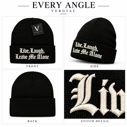 A Gothic font Embroidered Acrylic Knitted Hat Unisex High Elasticity High Gram Weight Warm and Comfortable
