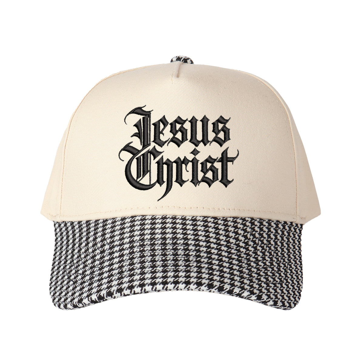 Gothic-style "Jesus Christ" Lettering Embroidered Trucker Hat