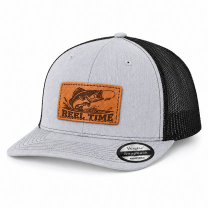 Reel Time Leather Patch Trucker Hat