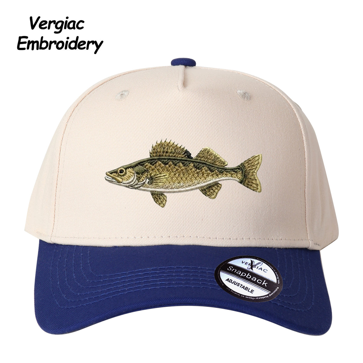 Walleye Embroidered Color Block Trucker Hat, Adjustable Unisex Cap for Travel and Everyday Wear