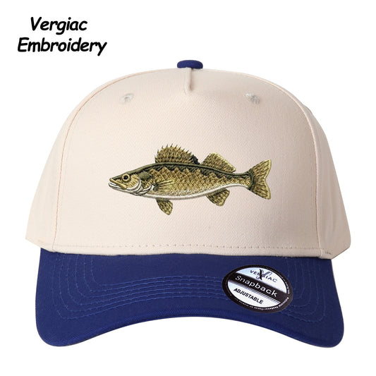 Walleye Embroidered Color Block Trucker Hat, Adjustable Unisex Cap for Travel and Everyday Wear