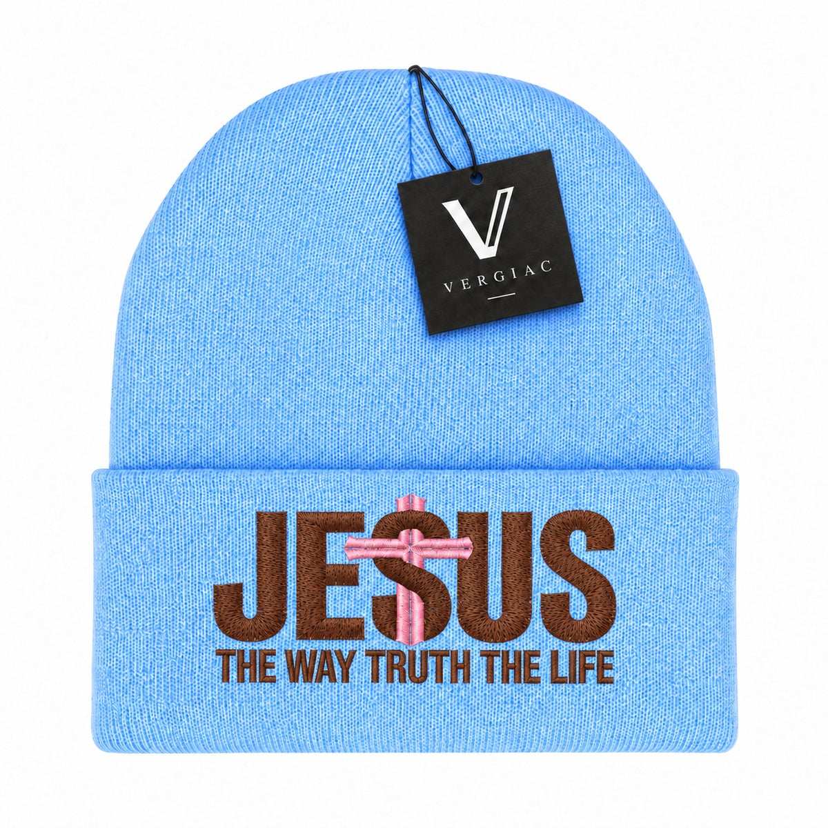 A JESUS Embroidered Acrylic Knitted Hat Unisex High Elasticity High Gram Weight Warm and Comfortable