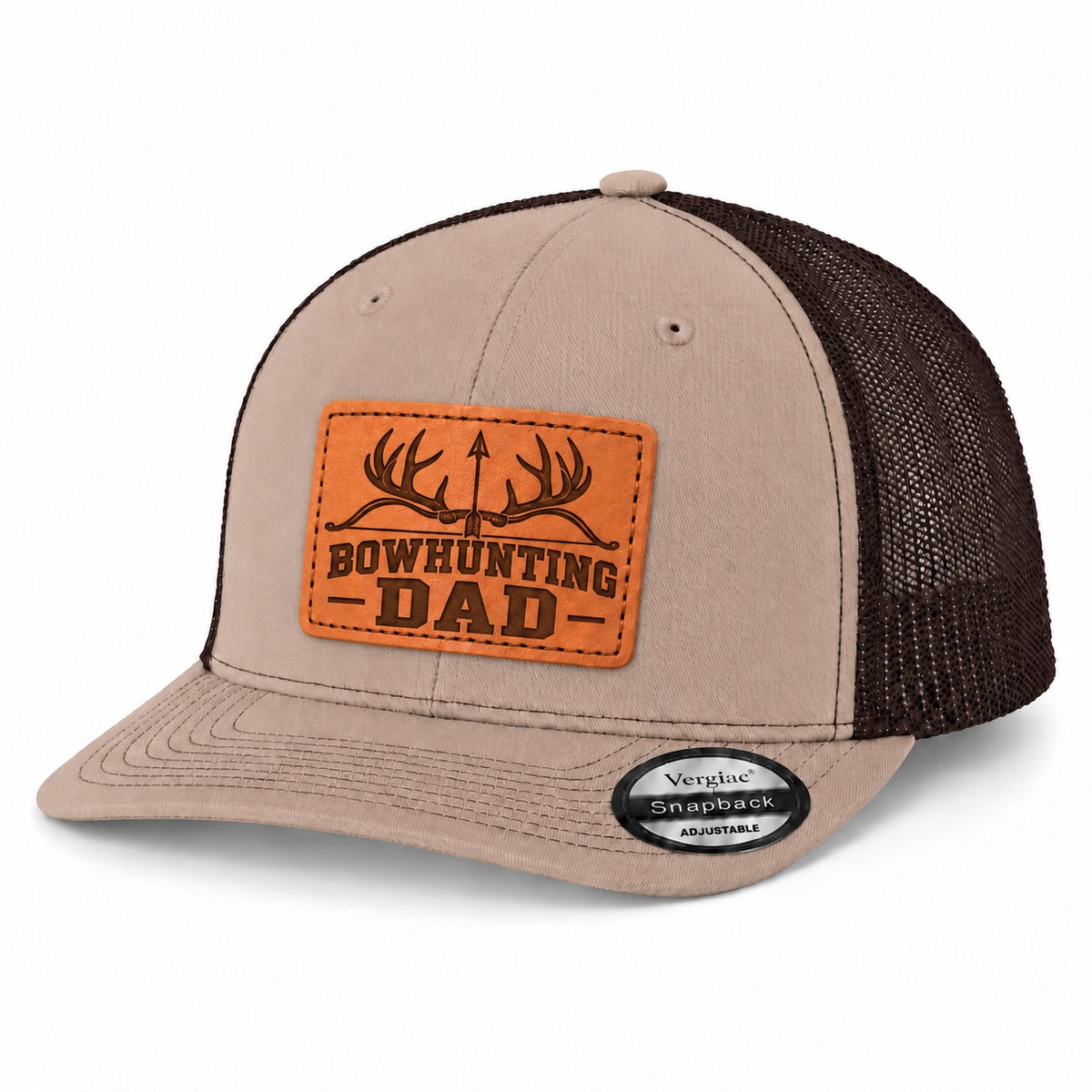 Bowhunting Dad Antler And Bow Graphic Leather Patch Trucker Hat