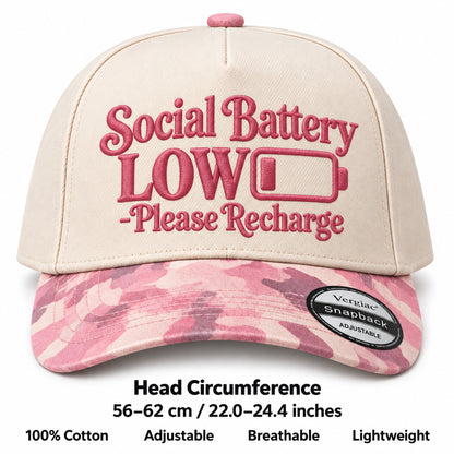 Social Battery Low Please Recharge Battery Graphic 5-Panel Trucker Hat
