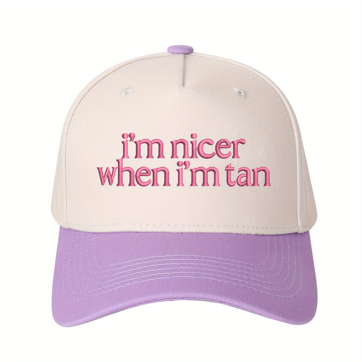 1pc “I'm Nicer When I'm Tan” Embroidered Trucker Hat for Women, Stylish Baseball Cap