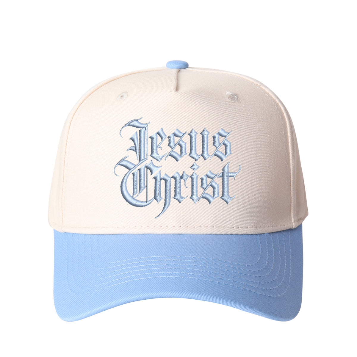 Gothic-style "Jesus Christ" Lettering Embroidered Trucker Hat
