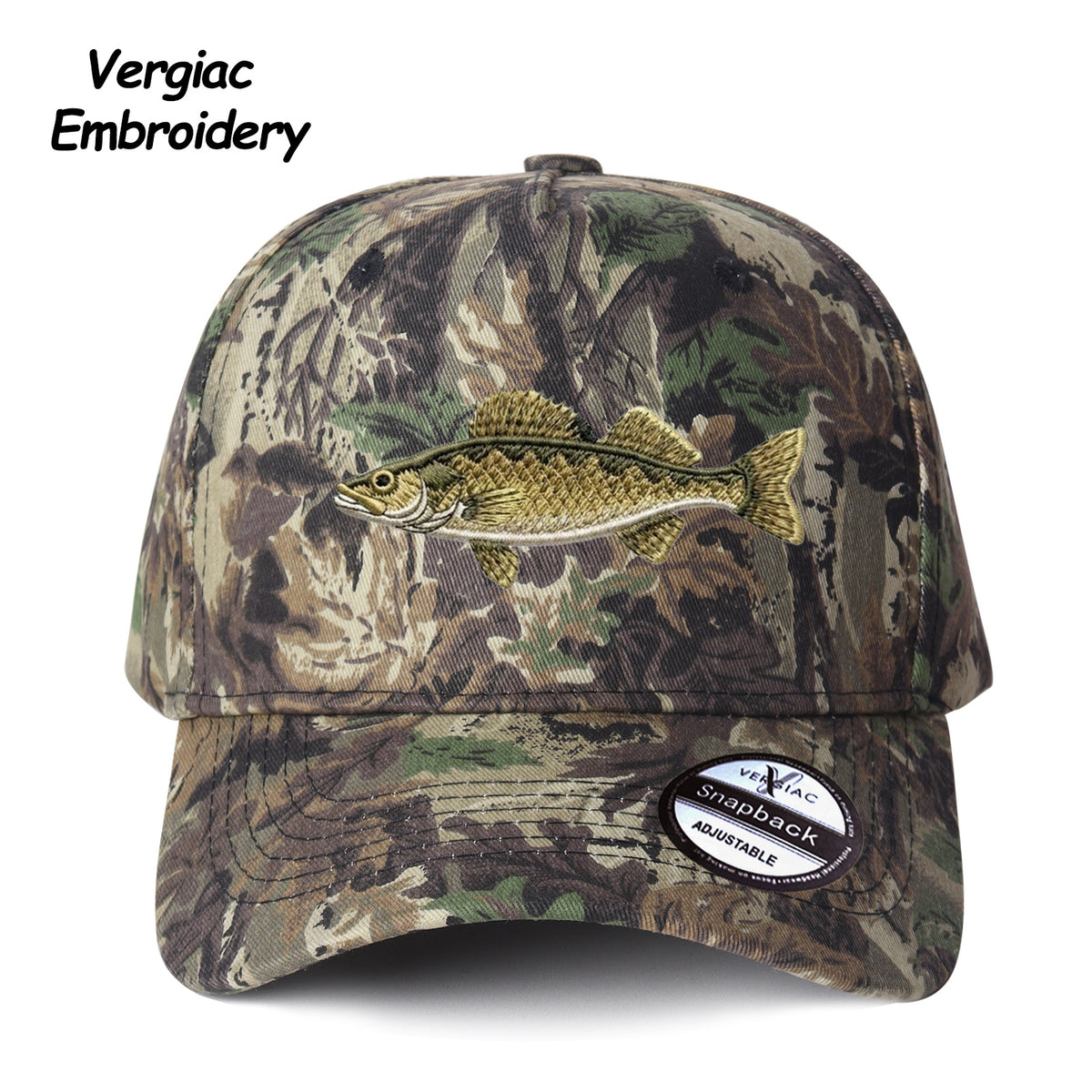 Walleye Embroidered Color Block Trucker Hat, Adjustable Unisex Cap for Travel and Everyday Wear