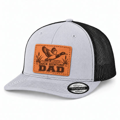 Duck Hunting Dad Leather Patch Trucker Hat