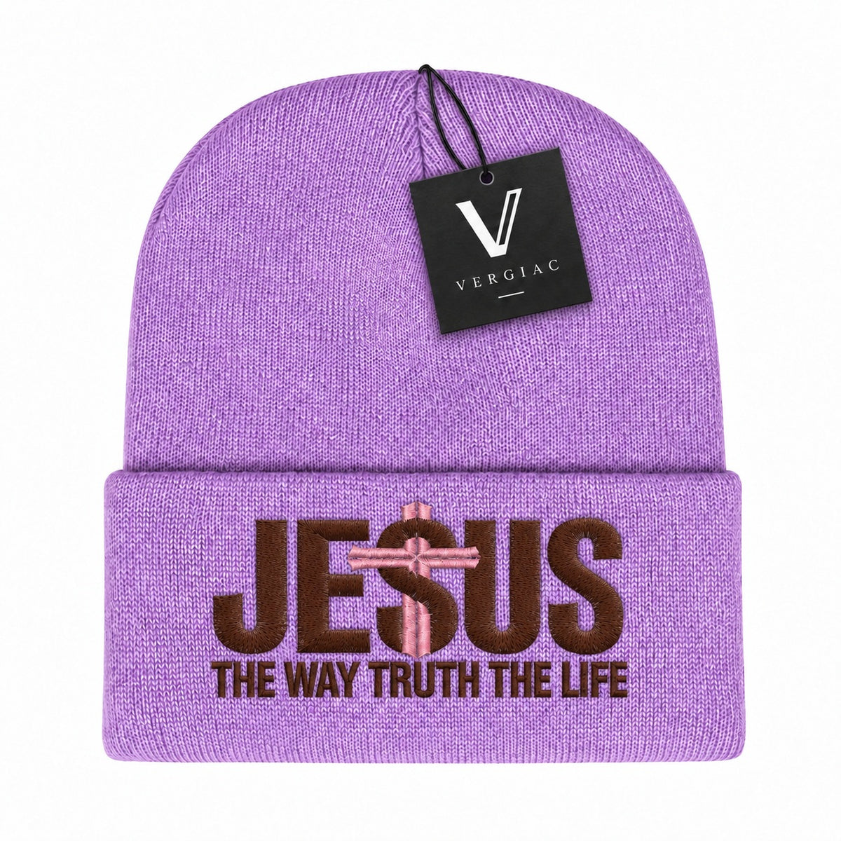 A JESUS Embroidered Acrylic Knitted Hat Unisex High Elasticity High Gram Weight Warm and Comfortable