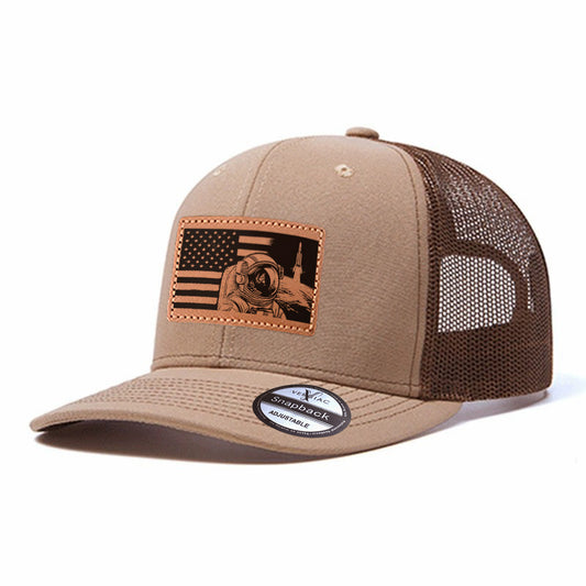 American Astronaut and Space Graphic Baseball Cap, Men's Breathable Adjustable Mesh Trucker Hat for Outdoor and Travel Wear